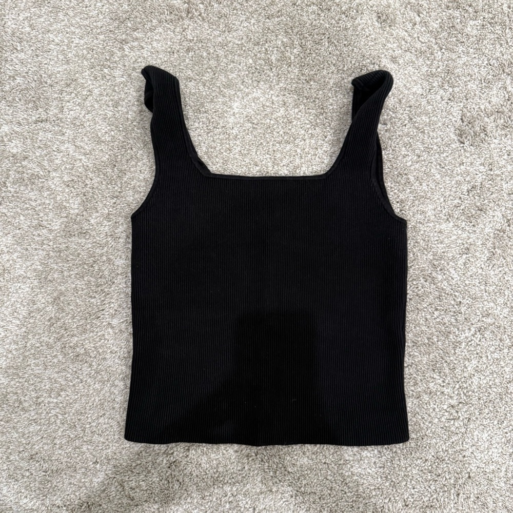 Reformation Julia Ribber Sweater Tank Black Ribbed Women's Top